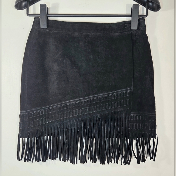 Blank NYC Dresses & Skirts - NEW BLANK NYC LEATHER SUEDE FRINGE MINI SKIRT.